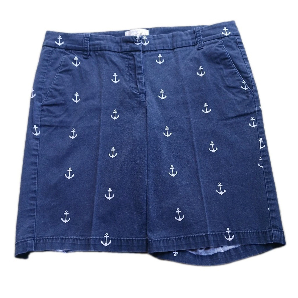 J Crew Bermuda Shorts Nautical Anchor Women's Size 6